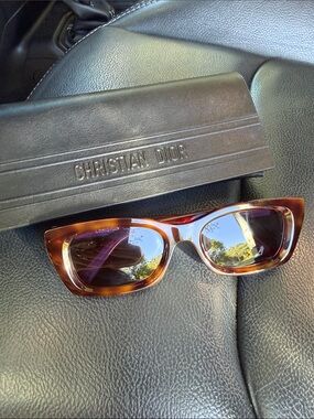 Dior Tortoiseshell Brown Rectangle Sunglasses